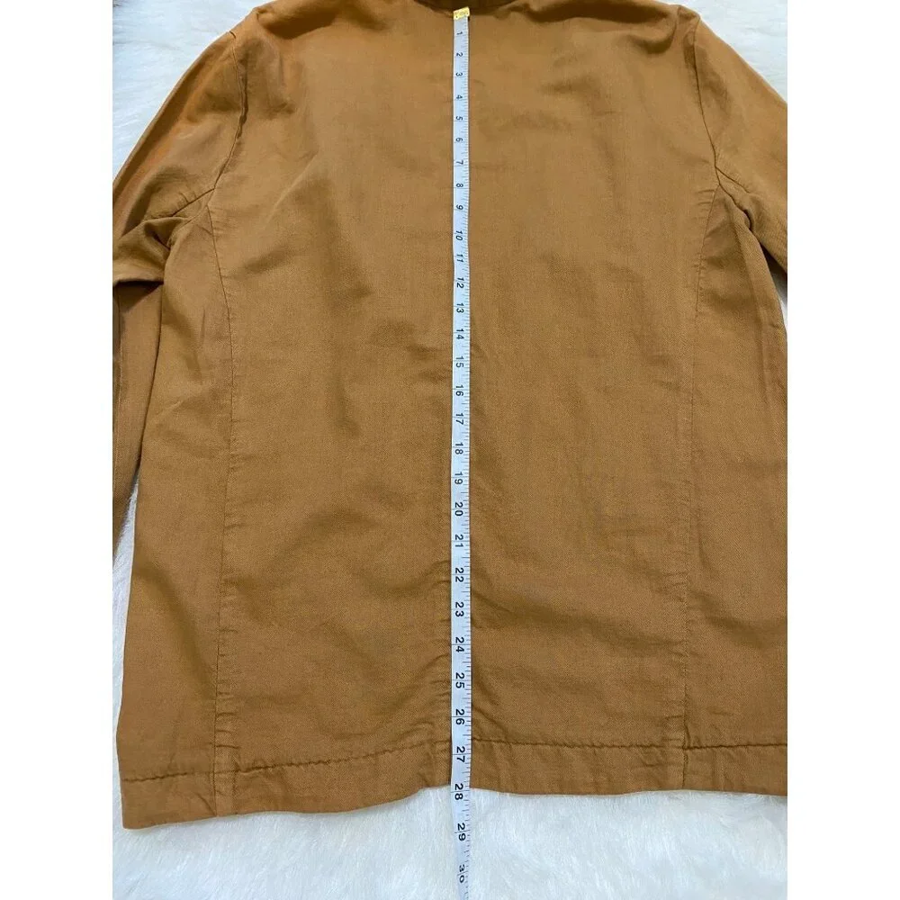 Free People Tan Brown Linen Cotton Oversized Blazer Jacket X-Small Preppy - Picture 14 of 15